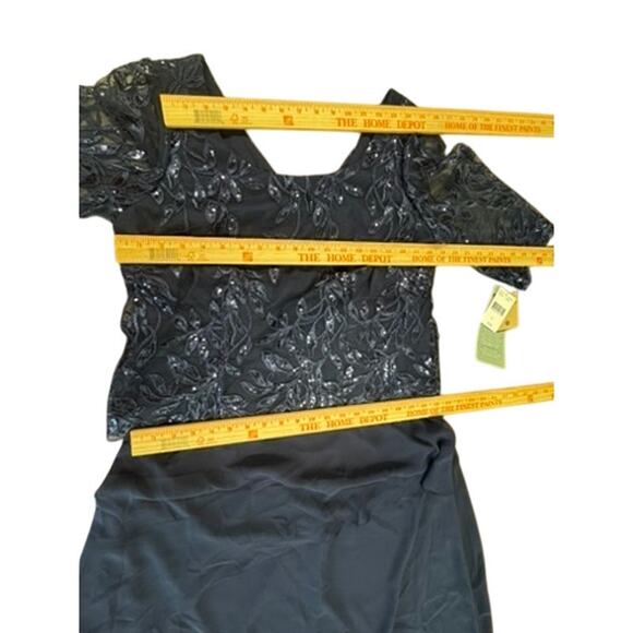 NWT! "MAYA BROOKE" Navy Sequin Sheer Overlay Layered Formal Dress SZ 12 Wedding - Picture 7 of 15